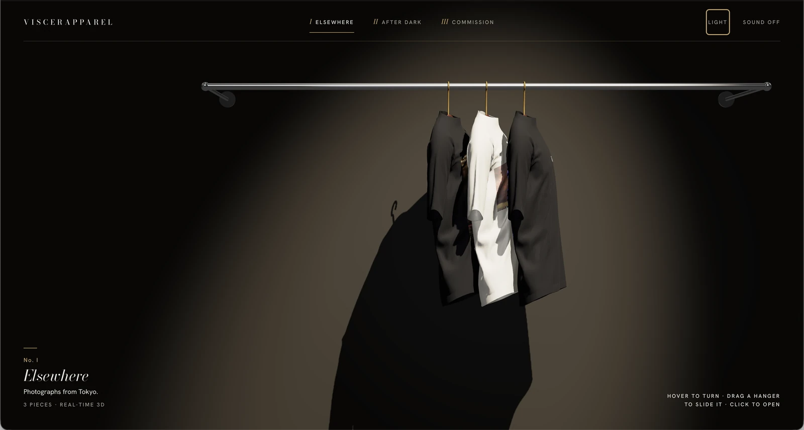 Viscerapparel interactive apparel gallery shown on a desktop screen